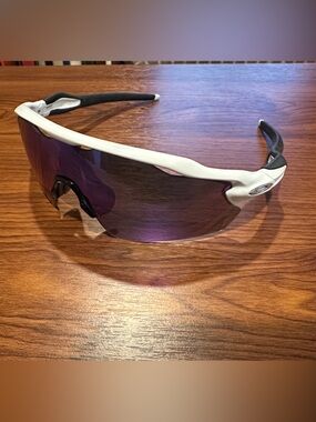 Oakley White Frame Purple Mirrored Shield Sunglasses (with original case)